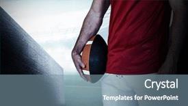  Presentation with sports arena - Cool new presentation theme with midsection of a player holding rugby ball against sports arena backdrop and a seafoam green colored foreground
