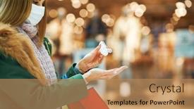  Presentation with hand sanitizer - Amazing PPT theme having midsection-of-adult-woman backdrop and a coral colored foreground