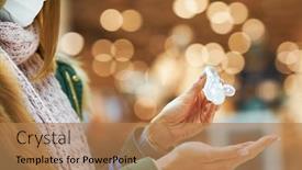  Presentation with hand sanitizer - PPT layouts with midsection-of-adult-woman background and a coral colored foreground