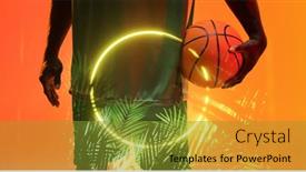  Presentation with basketball - Presentation theme consisting of midsection-of-african-american-basketball background and a gold colored foreground