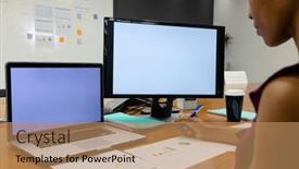  Presentation with african american business - Presentation design featuring midsection-of-african-american-businesswoman background and a coral colored foreground