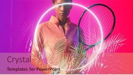  Presentation with female sport - PPT theme having midsection-of-african-american-female background and a coral colored foreground