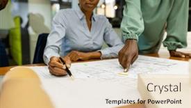  Presentation with african american business - Slides having midsection-of-african-american-female background and a lemonade colored foreground