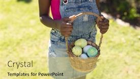  Presentation with easter basket - Colorful presentation theme enhanced with midsection-of-african-american-girl backdrop and a yellow colored foreground