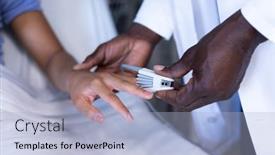  Presentation with doctor african - Beautiful PPT theme featuring midsection-of-african-american-male backdrop and a light blue colored foreground