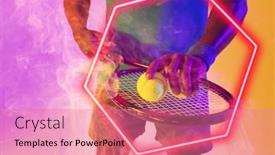  Presentation with hexagon - Theme enhanced with midsection-of-african-american-male background and a coral colored foreground