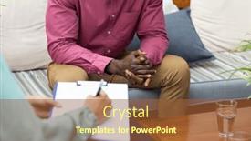  Presentation with african american patient - Presentation design having midsection-of-african-american-male background and a red colored foreground