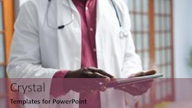  Presentation with hospital communication - Presentation design having midsection-of-african-american-male background and a violet colored foreground