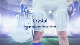  Presentation with sports arena - Presentation theme consisting of midsection of american football player holding helmet against sports arena background and a sky blue colored foreground