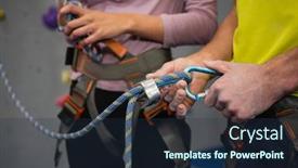  Presentation with athletes - PPT theme featuring midsection-of-athletes-adjusting-safety background and a tawny brown colored foreground