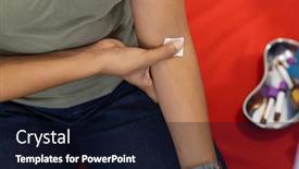  Presentation with female hospital patient - Presentation theme featuring midsection-of-biracial-female-patient background and a wine colored foreground