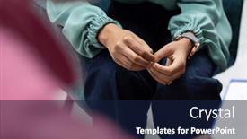  Presentation with african american patient - Slide set having midsection-of-biracial-female-patient background and a navy blue colored foreground