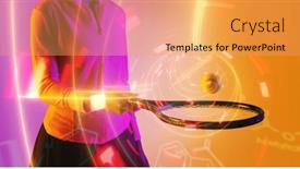  Presentation with geometric shapes - PPT theme enhanced with midsection-of-biracial-female-tennis background and a yellow colored foreground