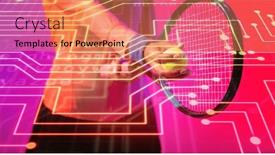  Presentation with database - PPT theme consisting of midsection-of-biracial-female-tennis background and a coral colored foreground