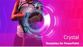  Presentation with female sport - PPT theme having midsection-of-biracial-female-tennis background and a purple colored foreground