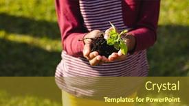  Presentation with compost - PPT theme featuring midsection-of-biracial-girl background and a tawny brown colored foreground