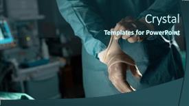  Presentation with surgical gloves - Presentation featuring midsection-of-biracial-male-surgeon and a ocean colored foreground