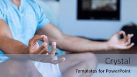  Presentation with relaxation - Presentation theme enhanced with midsection-of-biracial-man-sitting background and a light blue colored foreground