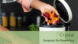  Presentation with food waste - Presentation having midsection-of-biracial-man-wearing background and a mint green colored foreground