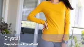  Presentation with long sleeve - Presentation theme with midsection-of-biracial-woman-wearing background and a seafoam green colored foreground