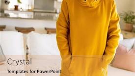  Presentation with yellow color - PPT layouts consisting of midsection-of-biracial-woman-wearing background and a gold colored foreground