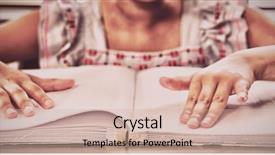  Presentation with child girl reading a book - Presentation theme having midsection of blind girl reading background and a soft green colored foreground