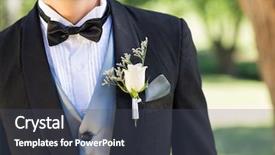  Presentation with garden - Audience pleasing PPT layouts consisting of midsection of bridegroom wearing boutonniere in garden backdrop and a dark gray colored foreground