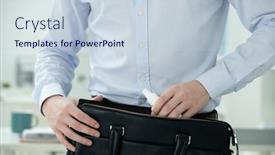  Presentation with plastic bottle - PPT theme with midsection-of-businessman-in-formalwear background and a lemonade colored foreground