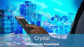  Presentation with bitcoins - Cool new slide set with midsection of businessman using tablet computer against bitcoins backdrop and a teal colored foreground