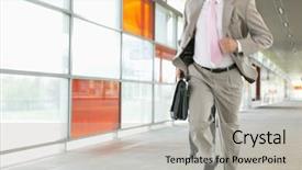  Presentation with railroad - Slide deck consisting of midsection of businessmen rushing on railroad platform background and a light gray colored foreground