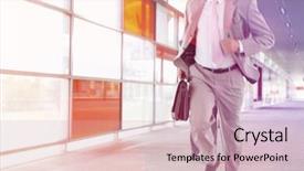  Presentation with railroad - Audience pleasing slide deck consisting of midsection of businessmen rushing on railroad platform backdrop and a soft green colored foreground