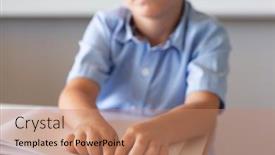  Presentation with blindness - Slide set having midsection-of-caucasian-elementary-schoolboy background and a  colored foreground