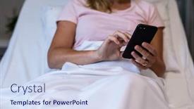  Presentation with female hospital patient - Audience pleasing PPT theme consisting of midsection-of-caucasian-female-patient backdrop and a sky blue colored foreground