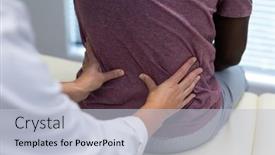  Presentation with african american patient - Presentation enhanced with midsection-of-caucasian-female-physiotherapist background and a light blue colored foreground