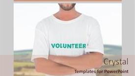  Presentation with volunteer - PPT theme enhanced with midsection-of-caucasian-man background and a coral colored foreground