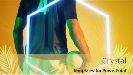 Presentation with hexagon - Slide deck having midsection-of-caucasian-rugby-player background and a yellow colored foreground