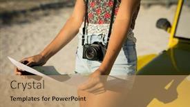  Presentation with summer holiday - PPT layouts having midsection-of-caucasian-woman-leaning background and a coral colored foreground