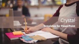  Presentation with dairy - Cool new presentation with midsection of design professional writing in dairy while sitting at table in coffee shop backdrop and a coral colored foreground