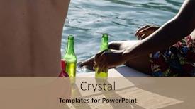  Presentation with party time - Slide set having midsection-of-diverse-friends-having background and a coral colored foreground