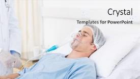  Presentation with hospital mask - Audience pleasing presentation theme consisting of midsection of doctor adjusting oxygen backdrop and a white colored foreground