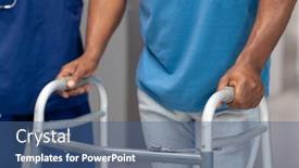  Presentation with african american patient - Presentation design featuring midsection-of-doctor-and-senior background and a ocean colored foreground