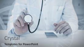  Presentation with dna - PPT theme featuring midsection of doctor holding stethoscope against information data of dna background and a light gray colored foreground