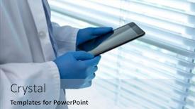  Presentation with latex gloves - Theme enhanced with midsection-of-doctor-wearing-latex background and a light blue colored foreground