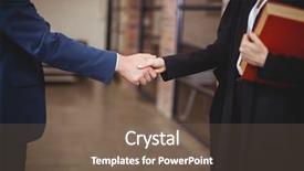  Presentation with lawyer client - Colorful PPT theme enhanced with midsection of female lawyer handshaking backdrop and a violet colored foreground