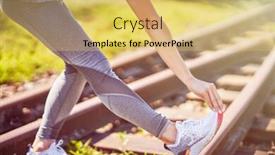  Presentation with ankle - Amazing presentation theme having midsection-of-female-runner-holding backdrop and a yellow colored foreground