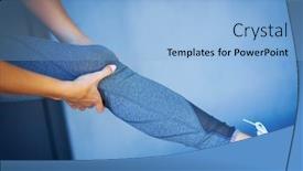  Presentation with knee pain - Beautiful presentation design featuring midsection-of-female-runner-holding backdrop and a light blue colored foreground