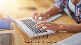  Presentation with learning - PPT theme having midsection-of-female-student-learning background and a coral colored foreground