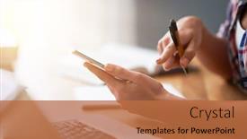  Presentation with learning - Presentation theme having midsection-of-female-student-learning background and a red colored foreground