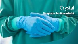  Presentation with surgical gloves - Slides featuring midsection-of-female-surgeon-ready background and a teal colored foreground