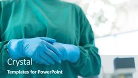 Presentation with surgical gloves - PPT layouts consisting of midsection-of-female-surgeon background and a ocean colored foreground